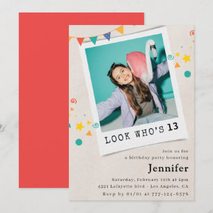 Cartes d'invitation simples pour 13 ans fille phot