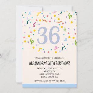 Cartes d'invitation simples pour 36ème anniversair