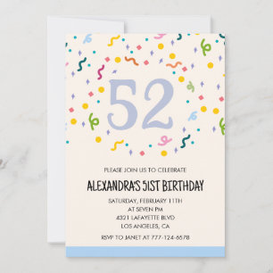Cartes d'invitation simples pour 52e anniversaire