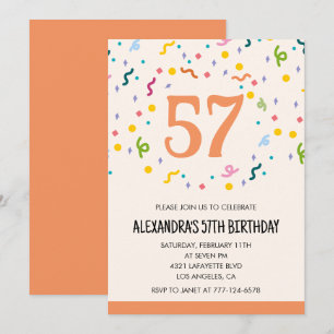 Cartes d'invitation simples pour 57 ans avec confe
