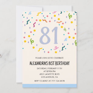 Cartes d'invitation simples pour 81e anniversaire 