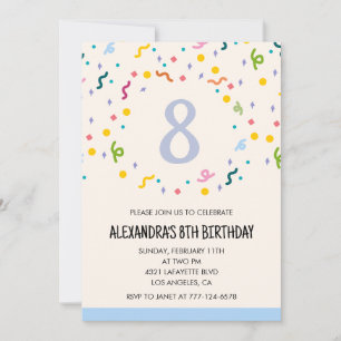 Cartes d'invitation simples pour 8ème anniversaire