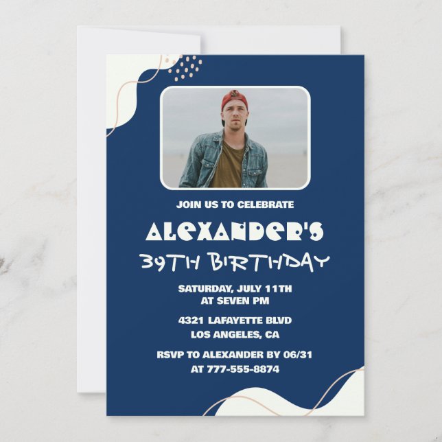 Cartes d'invitation simples pour les 39 ans Hommes (Devant)