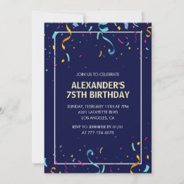 Cartes d'invitation simples pour les 75 ans Hommes