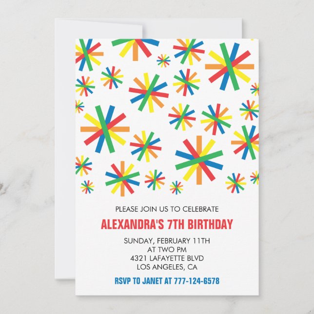 Cartes d'invitation simples pour un 7ème anniversa (Devant)