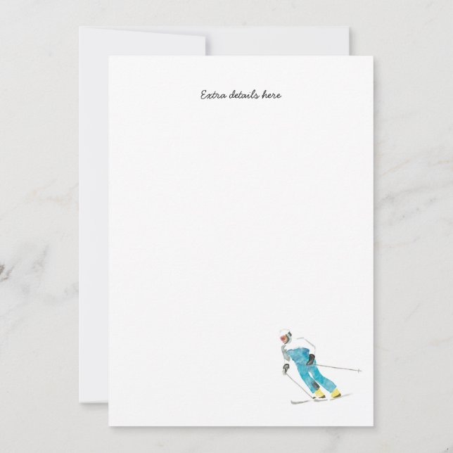 Cartes d'invitation sur le thème du ski et du snow (Dos)