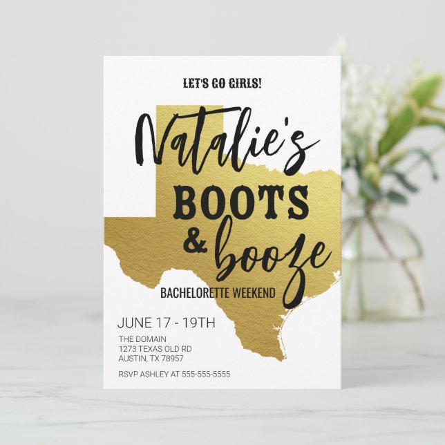 Cartes d'invitation Texas Bachelorette Boots & Boo (Debout devant)