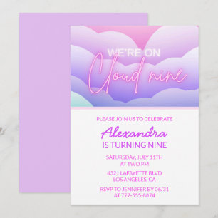 Cartes d'invitation thème anniversaire Cloud 9 Arc