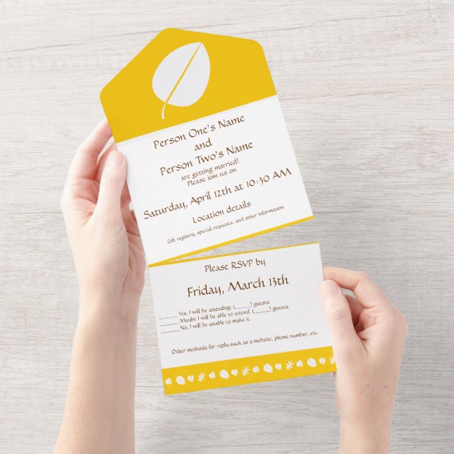 Cartes d'invitation Toutes Feuilles Jaunes en Auto (Déchirure)
