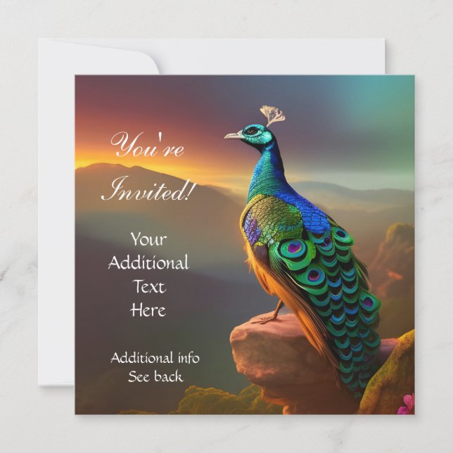 Cartes d'invitation Toutes Occasions Beau Paon (Devant)