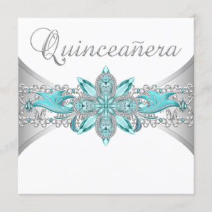 Cartes d'invitation Turquoise Bleu Argent pour Qui
