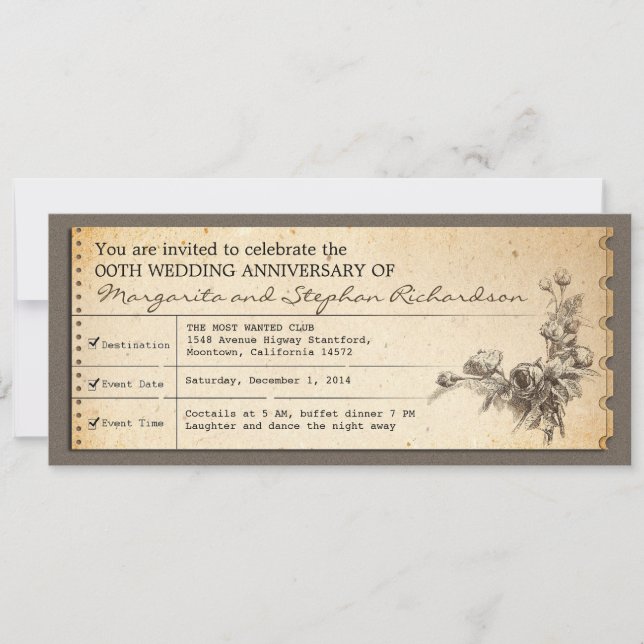 Cartes d'invitation typographiques de billets vint (Devant)