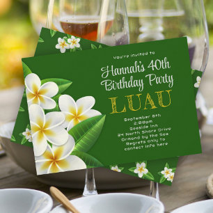 Cartes d'invitation vertes pour soirée luau hawaïe