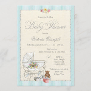 Cartes d'invitation Vintage Shabby Chic pour Baby 