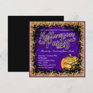 Cartes d'invitation violettes et orange pour fête
