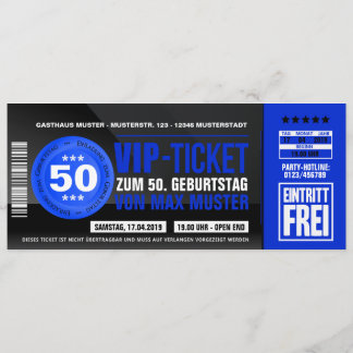 Cartes d'invitation VIP-TICKET (bleu)