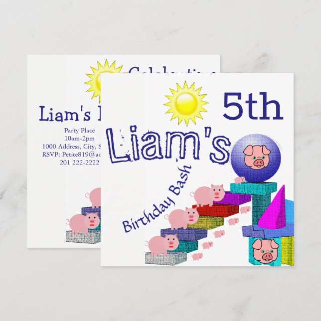 Cartes d'Ivitation du Mardi pour enfants (Devant / Derrière)