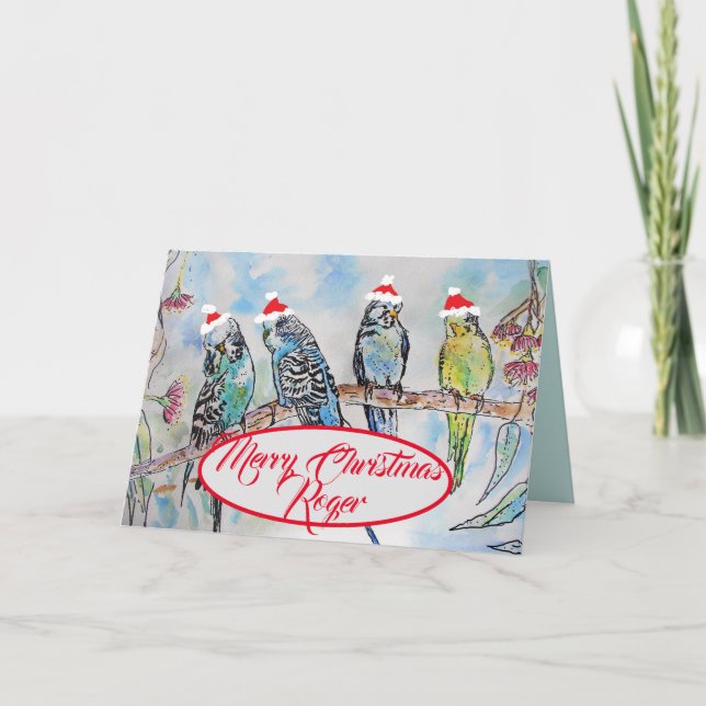 Cartes d'oiseaux amusantes pour Noël Père Noël Bud (Devant)