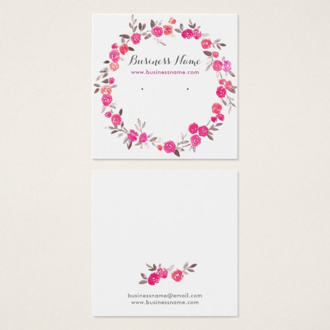 Cartes d'oreille Arrière - plan rose romantique (Devant & derrière)