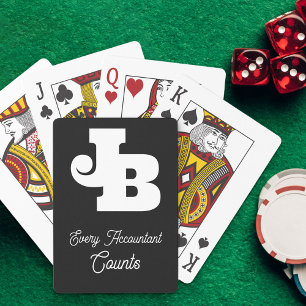Cartes Drôle jeu de comptage moderne Monogramme Noir Blan