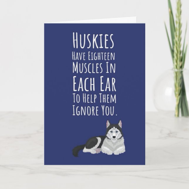 Cartes drôles de Husky sibérien mignon pour amoure (Devant)
