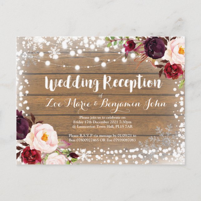 Cartes du boîtier du Mariage de réception d'hiver (Devant)