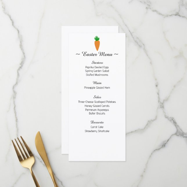 Cartes du dîner de Pâques (Devant/Arrière en situation)