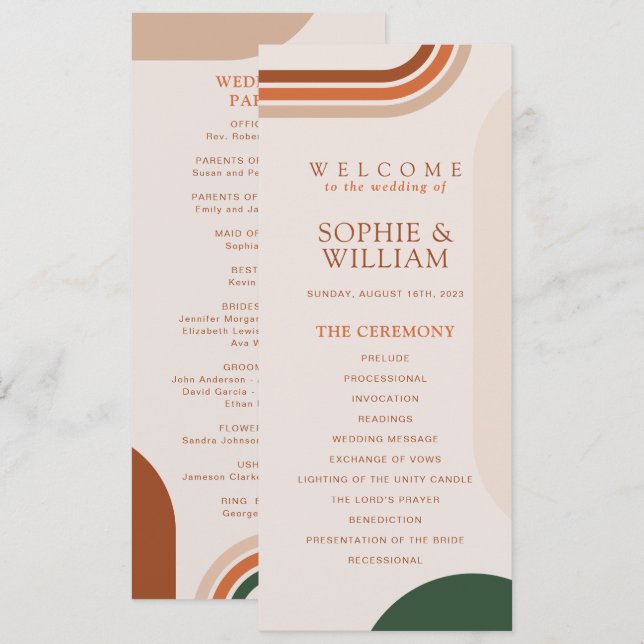 Cartes du programme de mariage beige, Arch Abstrai (Devant / Derrière)