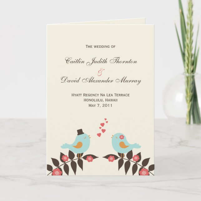 Cartes du programme de mariage des Inséparables (Devant)