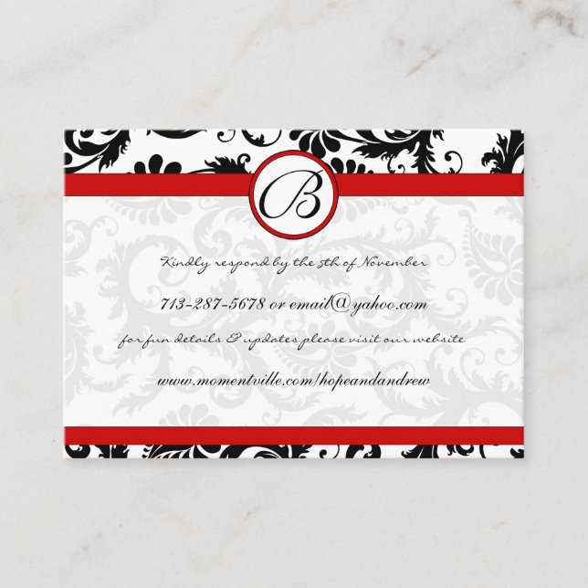 Cartes du site Web RedTrim Black Damask Response (Devant)