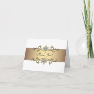 Cartes élégantes de Merci de blanc et d'or