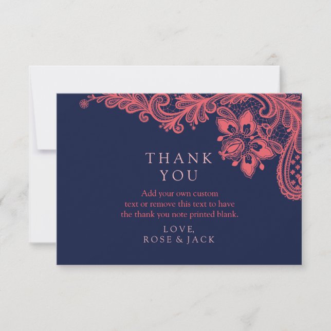 Cartes élégantes de Merci de marine et de mariage (Devant)