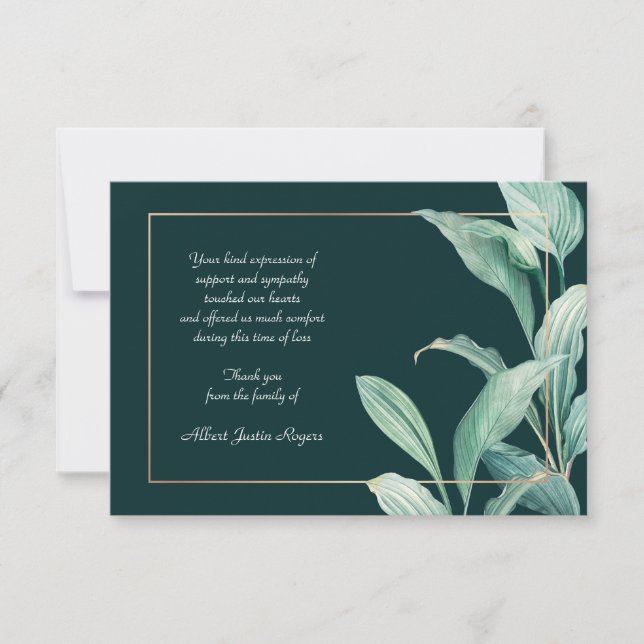 Cartes élégantes de Merci de sympathie de verdure (Devant)