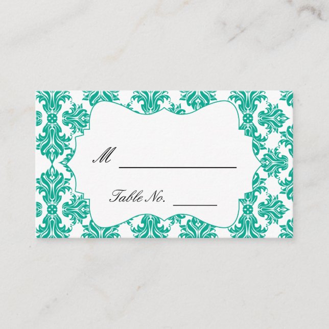 Cartes Emerald Green et White Mariage damassé (Devant)