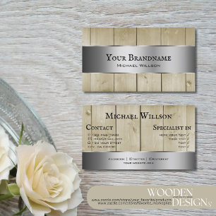 Cartes en bois Brown clair Grain Argent Bordure