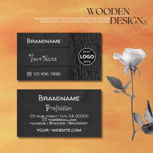 Cartes en bois noir Bois rustique Barque Grain Log