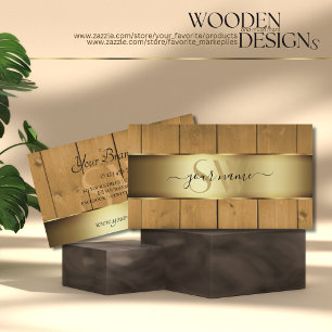 Cartes en bois rustique Grain en bois avec Monogra