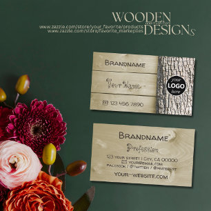 Cartes en bois rustique naturel Logo en écorce d'a