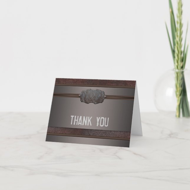 Cartes en cuir Brown de Merci de brun en métal (Devant)