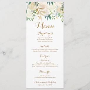 Cartes en rack Mariage à fleurs or et blanc