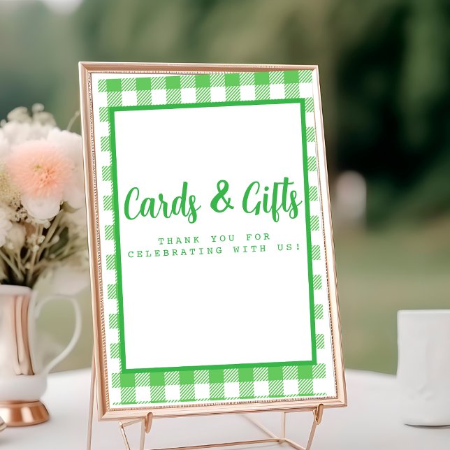 Cartes En vichy vertes et cadeaux (Green Gingham Cards and Gifts)