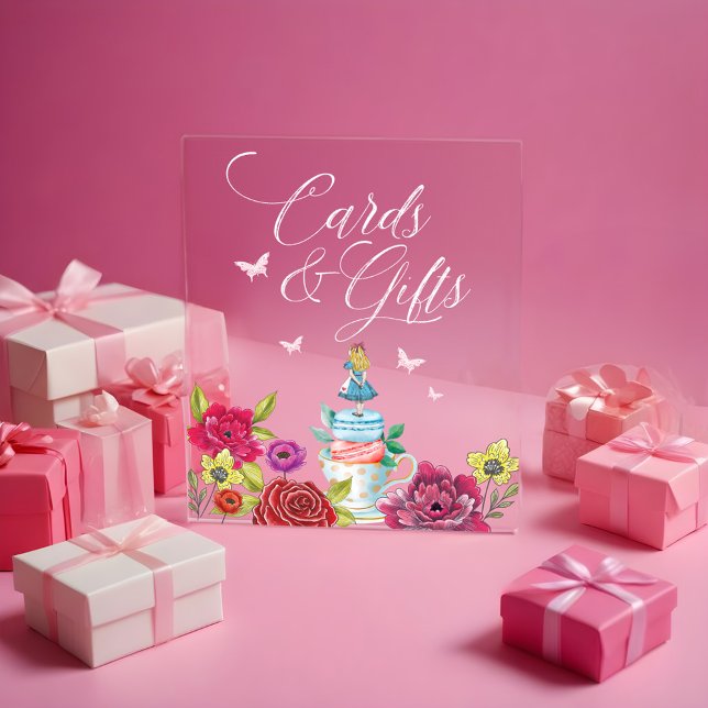 Cartes Et Cadeaux Alice Au Pays Des Merveilles Flo (Cards & Gifts Alice In Wonderland Vibrant Florals Acrylic Sign)