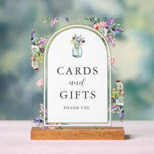 Cartes et cadeaux de mariage en pot de Mason de fl