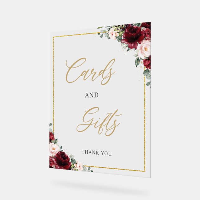 Cartes et cadeaux Floral Rose Burgundy Blush (Angle)