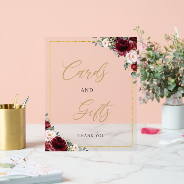 Cartes et cadeaux floraux roses et bleus bordeaux  (Mariage)