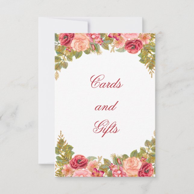 Cartes et Cadeaux Pailletés Roses Aquarelle Carte  (Devant)