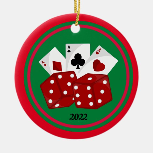 Cartes et dés Casino Ornements de Noël (Devant)