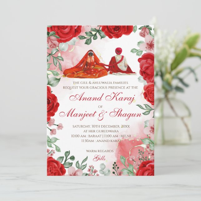 Cartes et invitations Anand Karaj pour mariage Sik (Debout devant)
