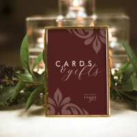 Cartes et panneau de cadeaux en écriture élégante 
