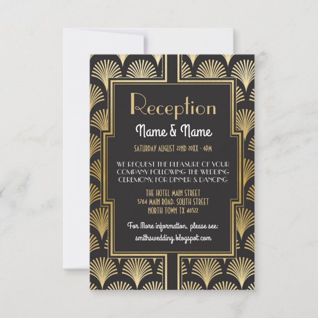 Cartes éventail de réception de mariage Gatsby Art (Devant)